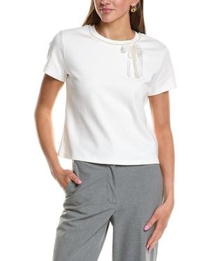 English Factory Pearl Bow Detailed T-Shirt - White