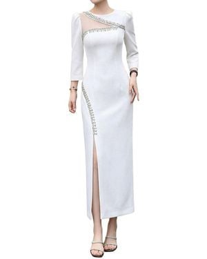 BRC By BURRYCO Long Sleeve Solid Midi Dress - White