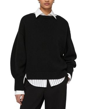 Lafayette 148 New York Bateau Neck Dolman Wool & Cashmere-Blend Jumper - Black