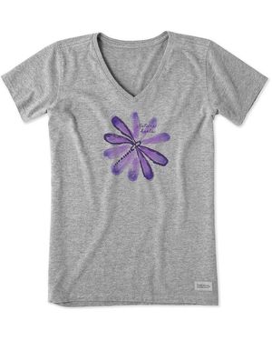 Life Is Good. Crusher V-Neck T-Shirt - Grey