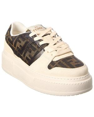 Fendi Match Ff Jacquard & Suede Platform Sneaker - Metallic