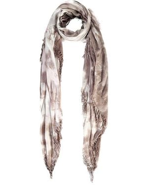 Blue Pacific Cloud-Dye Tie Dye Cashmere-Blend Scarf - White