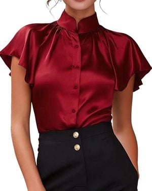 Tedora Short Sleeve Blouse - Red