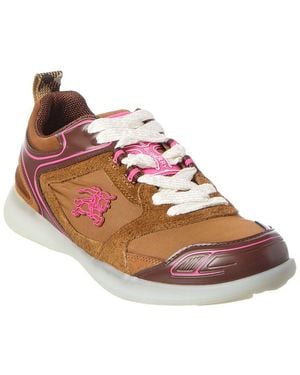 Burberry Matrix Sport Suede & Canvas Trainer - Pink