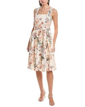 Anne Klein Tiered A-Line Classic Midi Dress - White