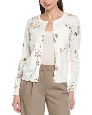 Vince Camuto Delicate Flower Wool-Blend Cardigan - White