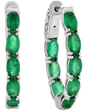 Diana M. Jewels Fine Jewellery 14k 3.40 Ct. Tw. Emerald Hoops - Green