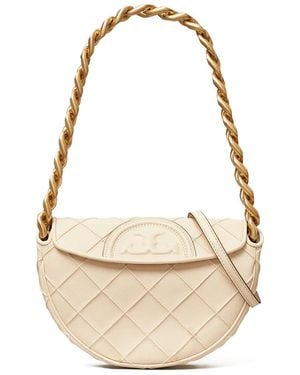 Tory Burch Fleming Soft Mini Leather Crescent Bag - Natural