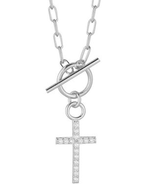 Glaze Jewelry Silver Cz Cross Necklace - White