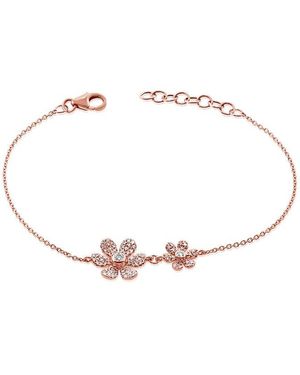 Sabrina Designs 14k Rose Gold 0.34 Ct. Tw. Diamond Flower Bracelet - White