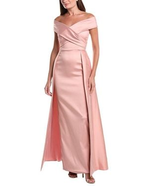 Teri Jon Mikado Portrait Overskirt Gown - Pink