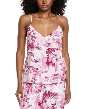 L'Agence Jane Spaghetti Strap Silk Top - Pink