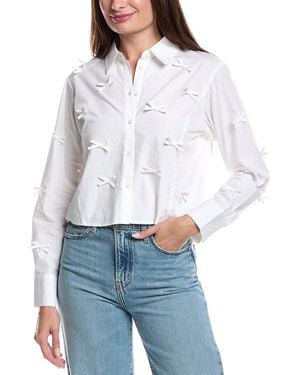 Cece Cropped Button-Up Shirt - White