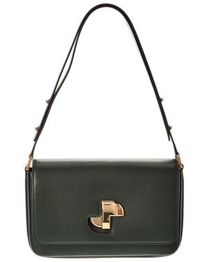 Patou Le Lock Leather Shoulder Bag - Black