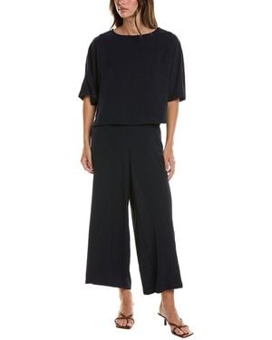 Adrianna Papell 2Pc Airflow Kimono Sleeve Blouse & Pant Set - Black