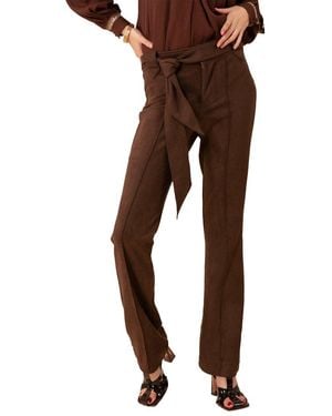 Hale Bob Straight Ultra Suede Pant - Brown