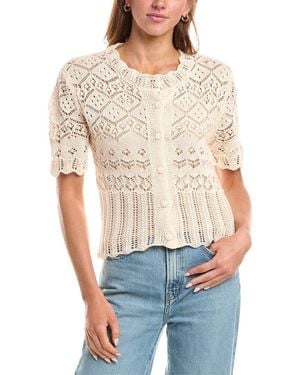 7021 Pointelle Cardigan - White