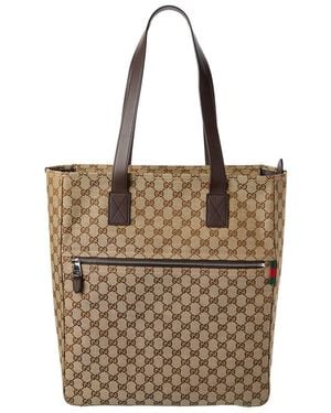 Gucci Large Gg Canvas Tote - Brown
