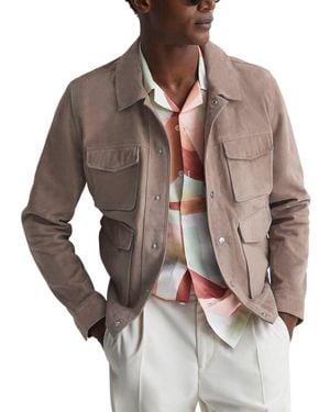 Reiss Ballina Leather Jacket - Brown