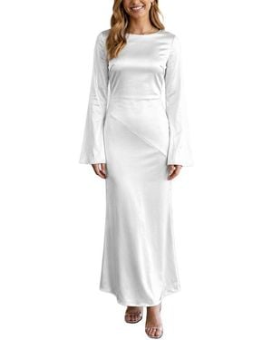 AMINA GLAM Long Sleeve Maxi Dress - White