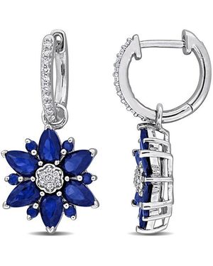 Rina Limor 4.59 Ct. Tw. Diamond & Lab-Grown Sapphire Earrings - Blue