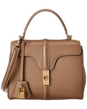 Celine 16 Small Leather Satchel - Brown