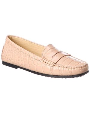Tod's Gommino Croc-embossed Leather Loafer - Pink