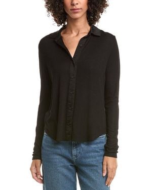 Bella Dahl Long Sleeve Rib Mix Shirt - Black
