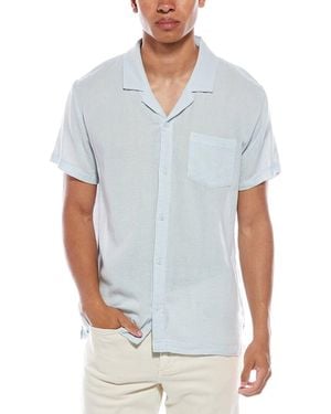 Vintage Summer Basketweave Camp Shirt - White