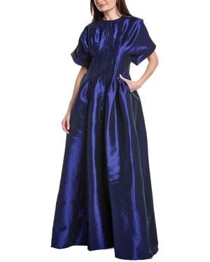 Rene Ruiz Taffeta Shirt Gown - Blue