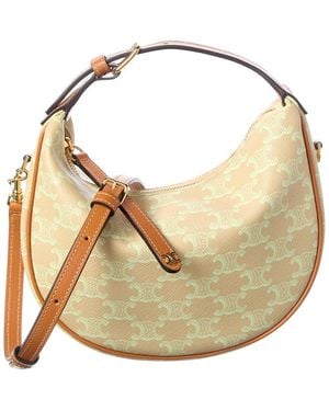 Celine Lulu Teen Canvas & Leather Hobo Bag - Natural