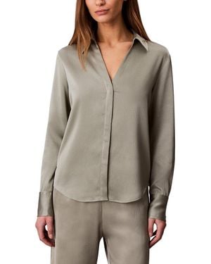 Calvin Klein Hammered Satin Fitted Shirt - Grey