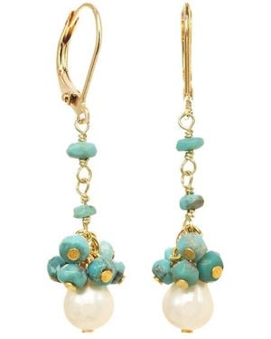 Rachel Reinhardt Jewelry 14k Vermeil Turquoise Linear Cluster Earrings - Multicolour