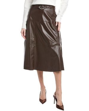 1.STATE Paneled Belted Midi Skirt - Brown