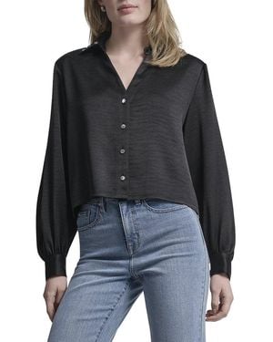 DKNY Stud Collar Y-Neck Shirt - Black