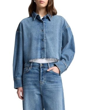 7 For All Mankind Cropped Shirt - Blue