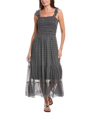 Max Studio Smocked Ruffle Strap Maxi Dress - Black
