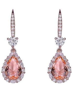 Genevive Jewelry 18k Rose Gold Vermeil Drop Earrings - Pink