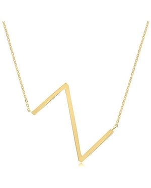 MaxColor 14K Sideways Initial Necklace - Metallic