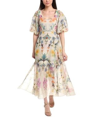 Marchesa Ramie Scoop Neck Dress - White