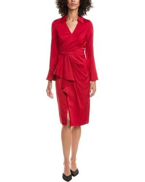 Aidan Mattox Satin Midi Dress - Red
