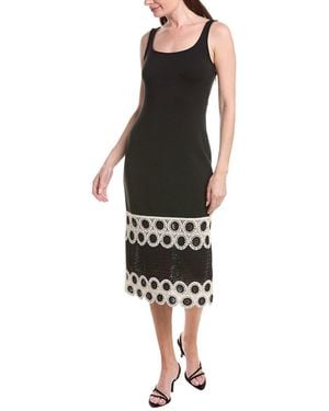 Adrianna Papell Crochet Sheath Midi Dress - Black