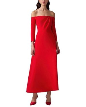 Carolina Herrera 3/Sleeve Off Shoulder Midi Dress - Red
