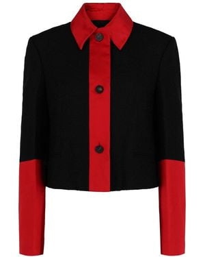 Ferragamo Colorblocked Collared Wool-Blend Jacket - Black