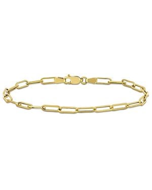 Italian Gold 14K Paperclip Chain Ankle Bracelet - Metallic