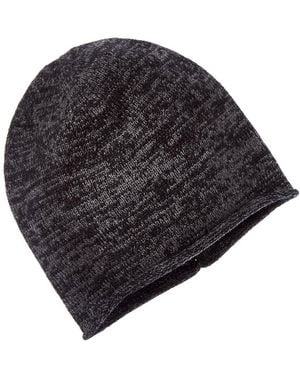 Amicale Cashmere Knit 2-Tone Cashmere Beanie - Black