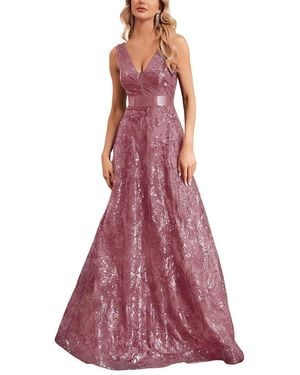 Vincent Embroidered Maxi Dress - Purple