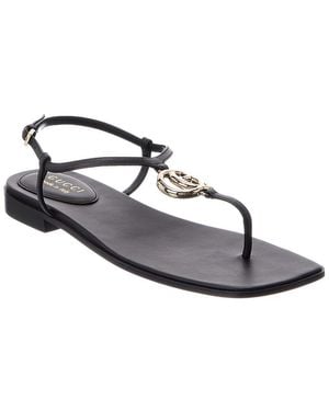 Gucci Interlocking G Leather Sandal - Metallic