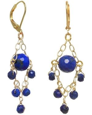 Rachel Reinhardt Jewelry 14K Over Lapis Chandelier Earrings - Blue