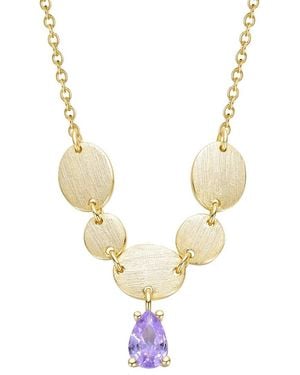 Rachel Glauber 14K Plated Cz Drop Necklace - Metallic